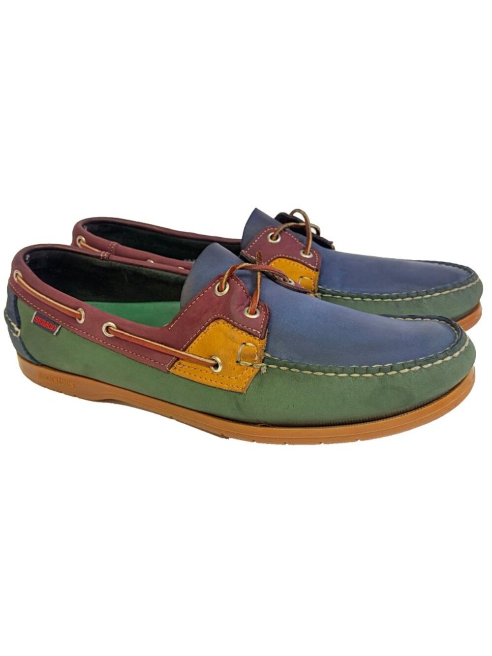 Sebago Docksides Men's Boat Shoes US 13 M Green Blue Magenta Loafers Made in USA